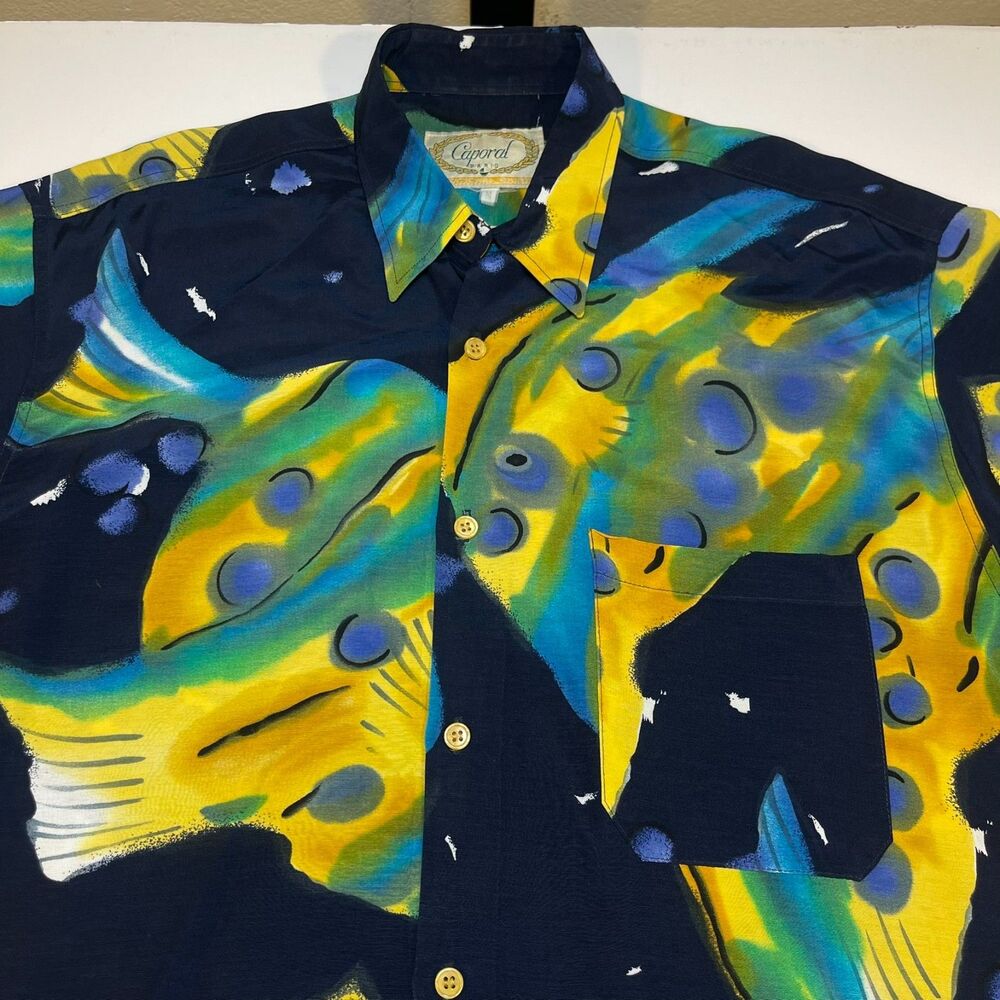 Vintage Caporal Paris single stitch art deco pop art Shirt Sz Mens M